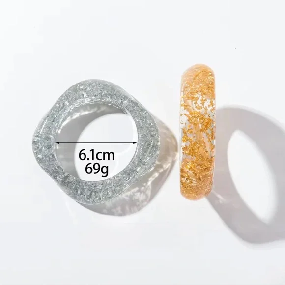 Clear Lucite Bracelet Gold Confetti JA24 - Picture 3 of 3